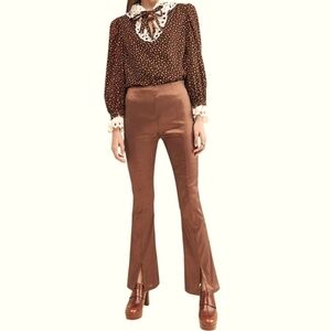 Hosbjerg × Free People Elora Pants Nylon Polyester Slim Bootcut Metallic Chic LG